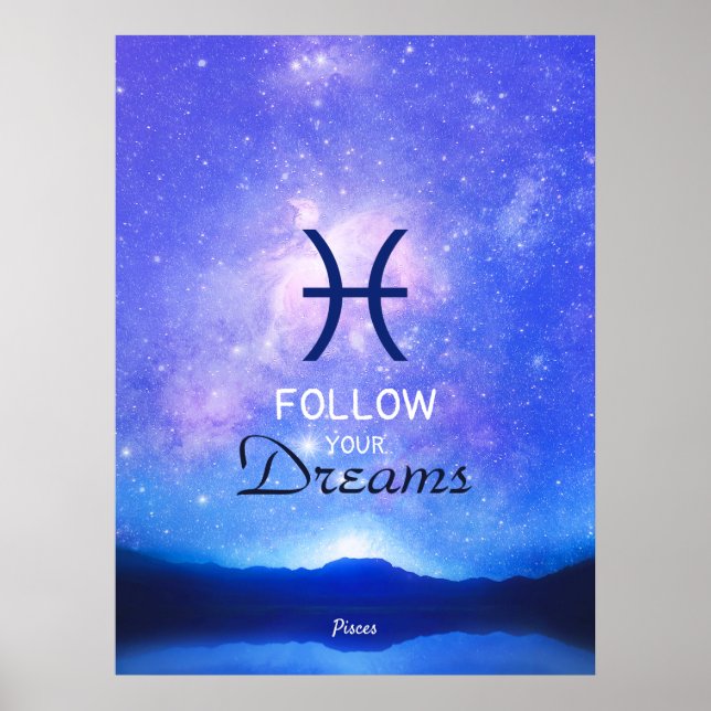 Póster Rótulo Zodiac Pisces Dreamy Star Poster de citas S (Frente)