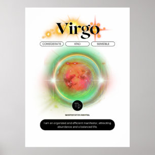 Póster Rótulo Zodiac Virgo Cita Poster de elementos terre
