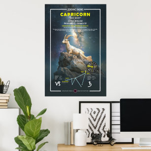 Póster Rótulo zodiaco de Capricornio