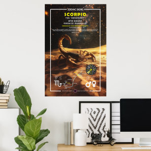 Póster Rótulo zodiaco de Escorpio