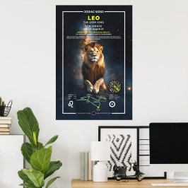 Póster Rótulo zodiaco de León