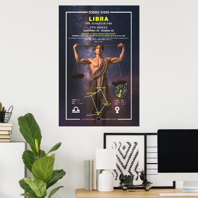Póster Rótulo zodiaco de Libra (Oficina en casa)