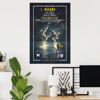 Póster Rótulo Zodiaco de Pisces
