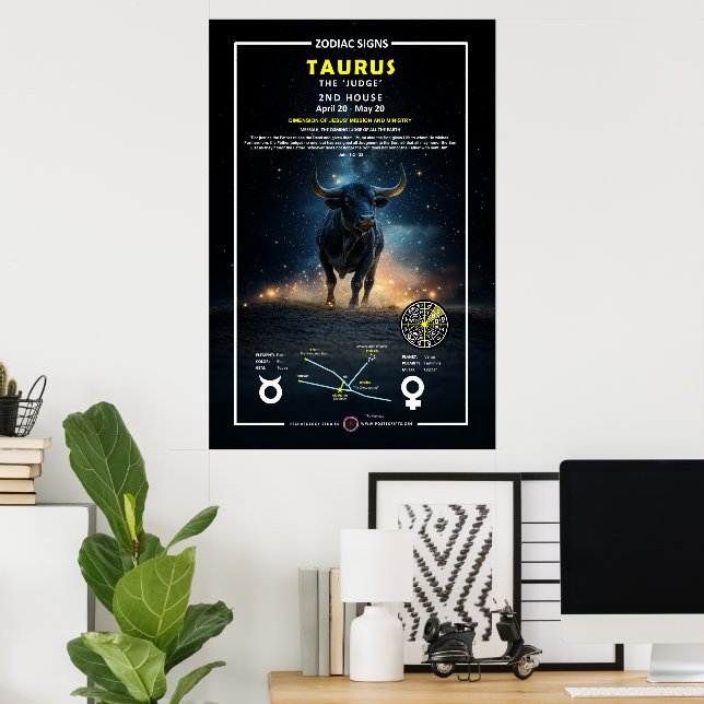 Póster Rótulo zodiaco de Tauro (Oficina en casa)