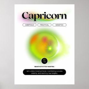 Póster Rótulo Zodiaco moderno capricornio Cita Elemento T