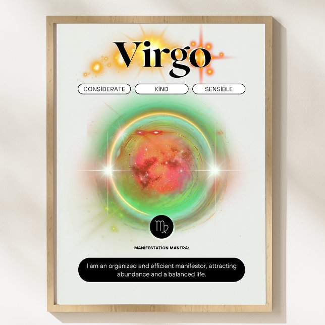 Póster Rótulo Zodiaco moderno Elemento de la Tierra de la (virgo Zodiac Sign Art - Earth Element)