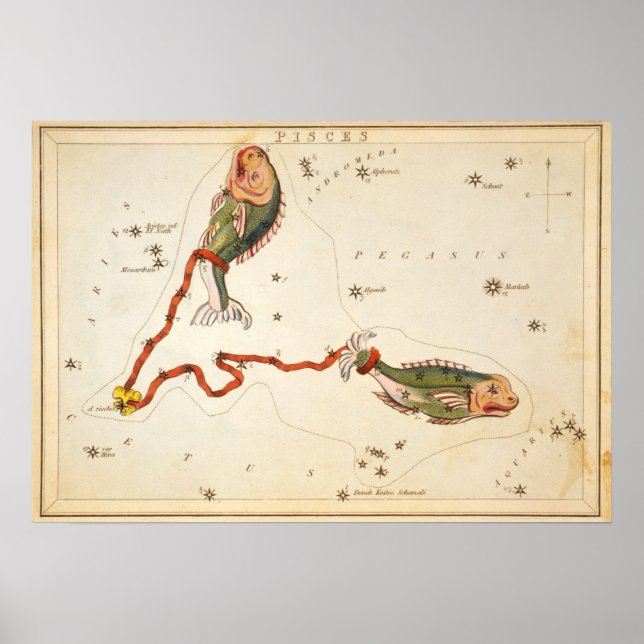 Póster "Rótulo zodiaco: Piscis" impreso/poster (Frente)