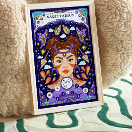 Póster Rótulo Zodiaco Sagittarius Poster Azul - Adventuro