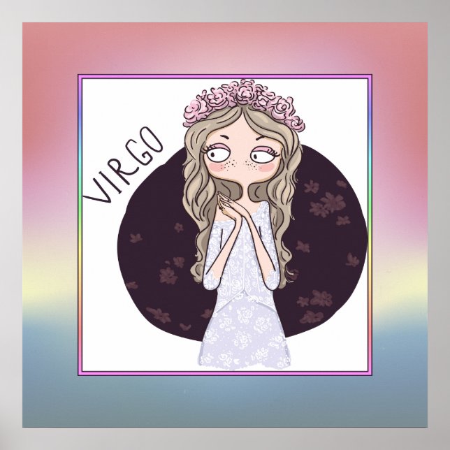 Póster Rótulo zodiaco - Virgo - 23 de agosto - 22 de sept (Frente)