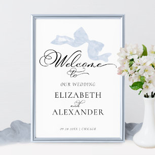 Póster Rótulos Bodas de bienvenida   Calligrafía Blue Bow