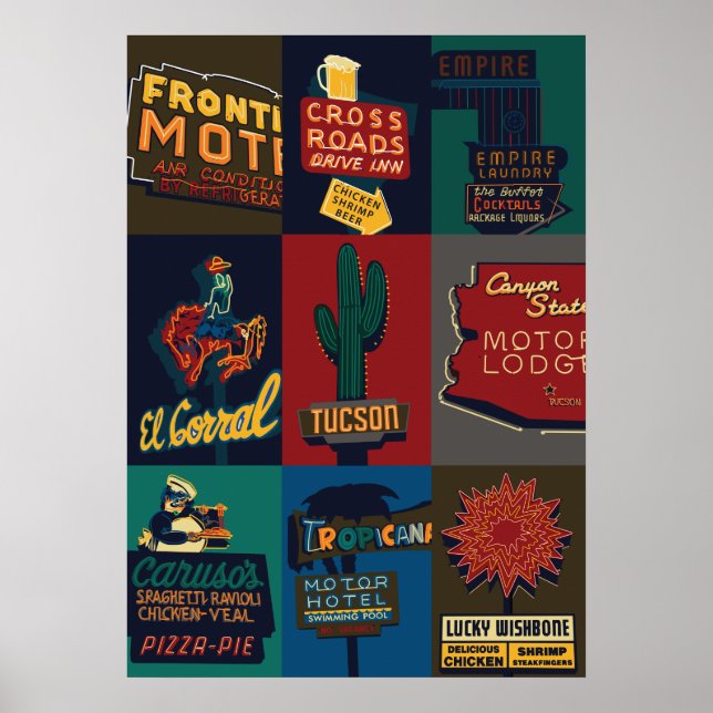 Póster Rótulos de 28 "x20" de Tucson Neon (Frente)