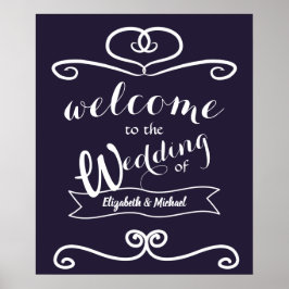 Póster Rótulos de boda personalizados Navy girasoles amar