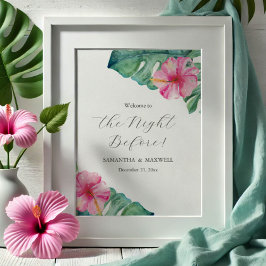 Póster Rótulos de cena de ensayo boda Flores de hibiscus