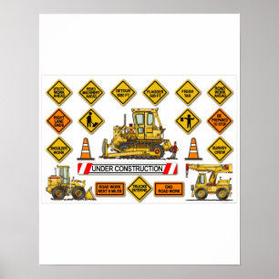 Póster Rótulos de construcción del bulldozer Dozer Poster