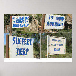 Póster Rótulos de la carretera, feliz motel del guiño