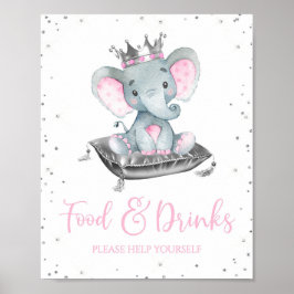 Póster Rótulos de mesa de alimentos para elefante chica B