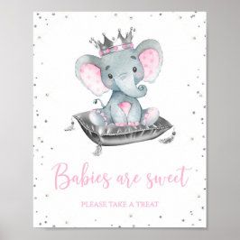 Póster Rótulos de mesa de chica Elephant Baby Shower Favo
