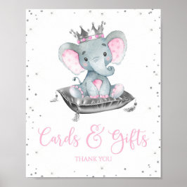 Póster Rótulos de mesa de regalo para Elephant Baby Showe