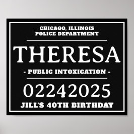 Póster Rótulos de Mug Shot Personalizados, fiesta de cump