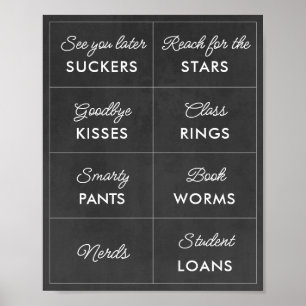 Póster Rótulos editables de Chalkboard Graduation Candy B