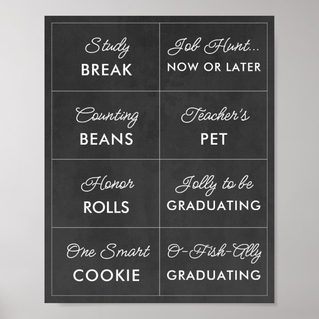 Póster Rótulos editables de Chalkboard Graduation Candy B (Frente)