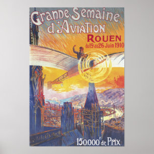 Póster Rouen, Francia - Piloto y Avión