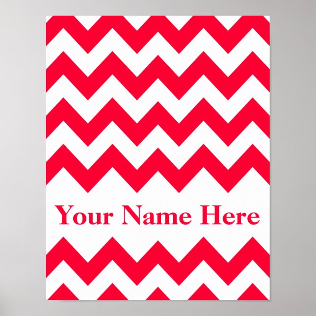 Póster Rouge Bold Chevron con monograma (Frente)