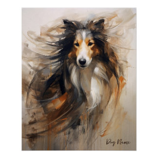 Póster Rough Collie Dog in the wind 002 - Yacobsen Derosa