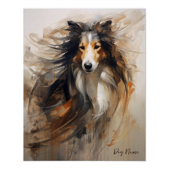 Póster Rough Collie Dog in the wind 002 - Yacobsen Derosa (Anverso)