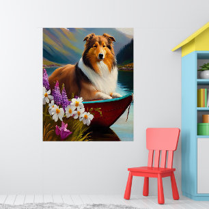 Póster Rough Collie en una Paleta: Una Aventura Escénica