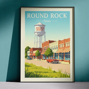 Póster Round Rock Texas Vintage