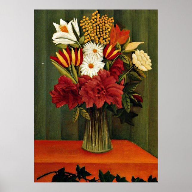 Póster Rousseau - Bouquet de flores con una rama de marfi (Frente)