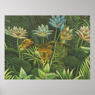 Póster Rousseau Jungle Tropical Leon Art Print Foliage