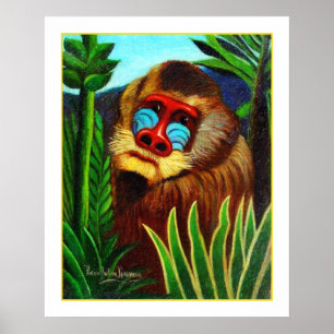 Póster Rousseau - Mandril in the Jungle (Adaptación)