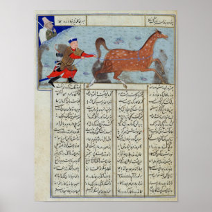 Póster Roustem capturing his horse, from the 'Shahnama'