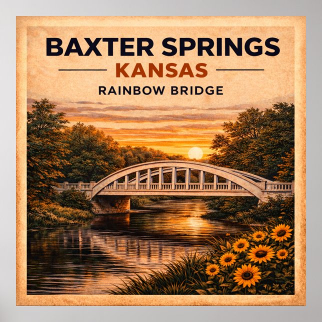 Póster Route 66 Baxter Springs Rainbow Bridge (Frente)