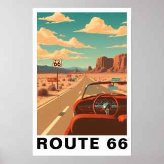Póster Route 66 Classic Road Trip Travel Art