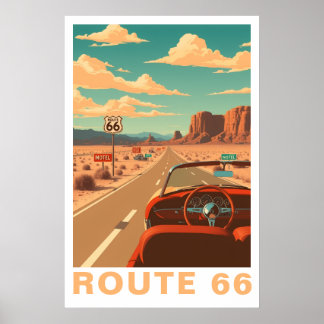 Póster Route 66 Classic Road Trip Travel Art