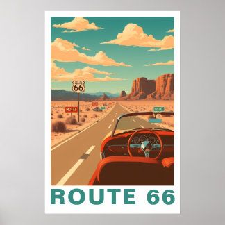 Póster Route 66 Classic Road Trip Travel Art