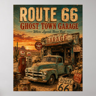 Póster Route 66 Ghost Town Garage