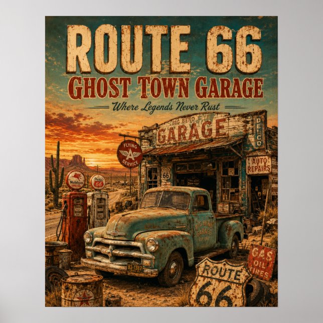 Póster Route 66 Ghost Town Garage (Frente)
