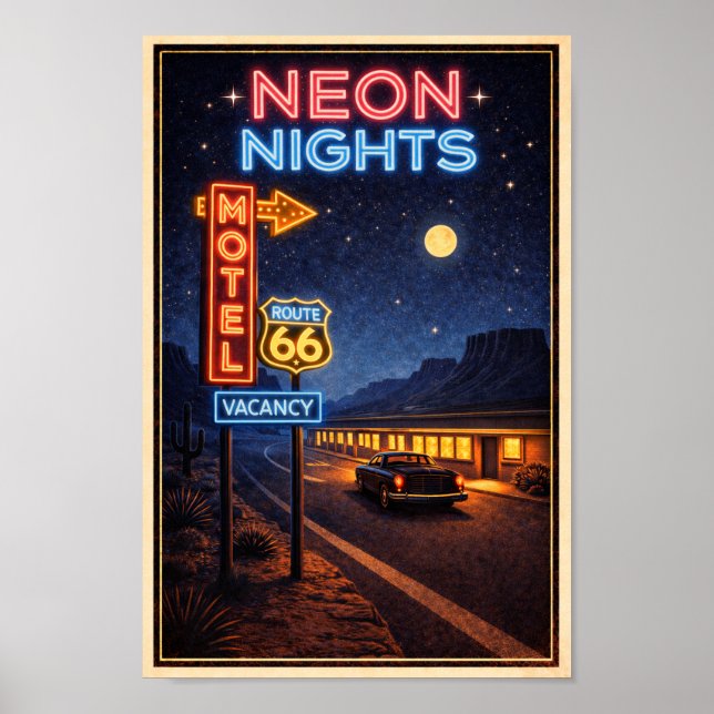 Póster Route 66 Neon Nights Litho (Frente)