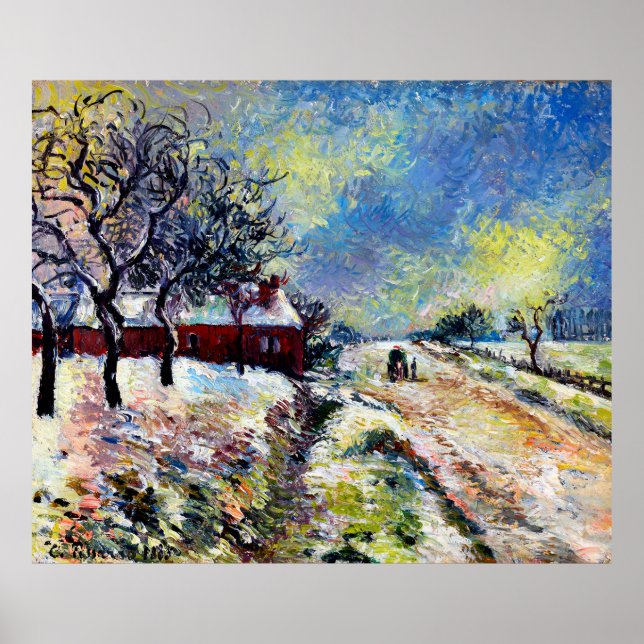 Póster Route Enneigée avec maison, environs d'Éragny 1885 (Frente)