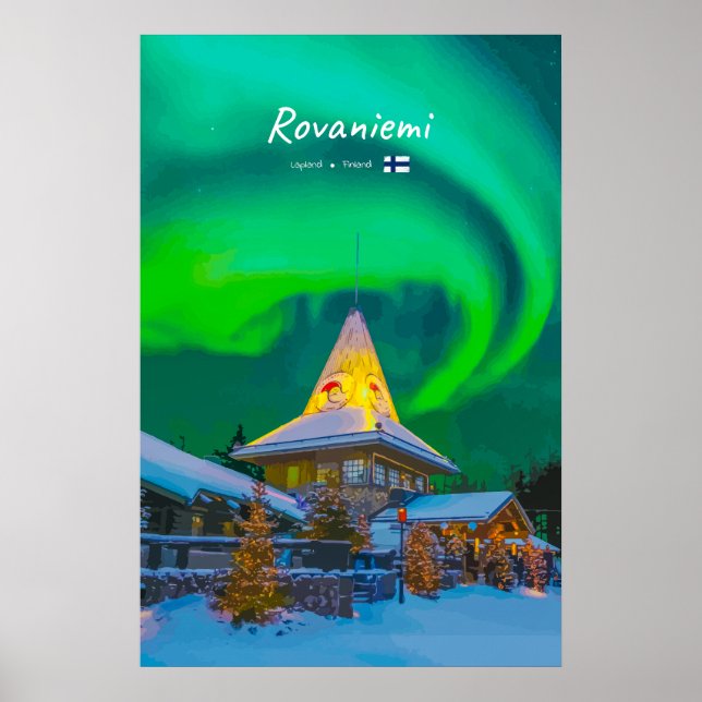 Póster Rovaniemi, Finlandia - Aurora Mágica  (Frente)