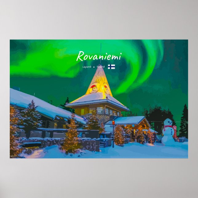 Póster Rovaniemi, Finlandia - Aurora Mágica (Frente)