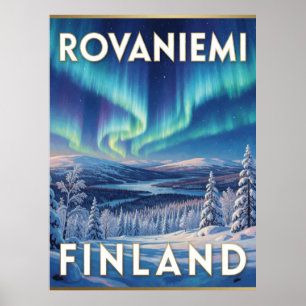 Póster Rovaniemi Finlandia Luces del Norte Viajes Árticos