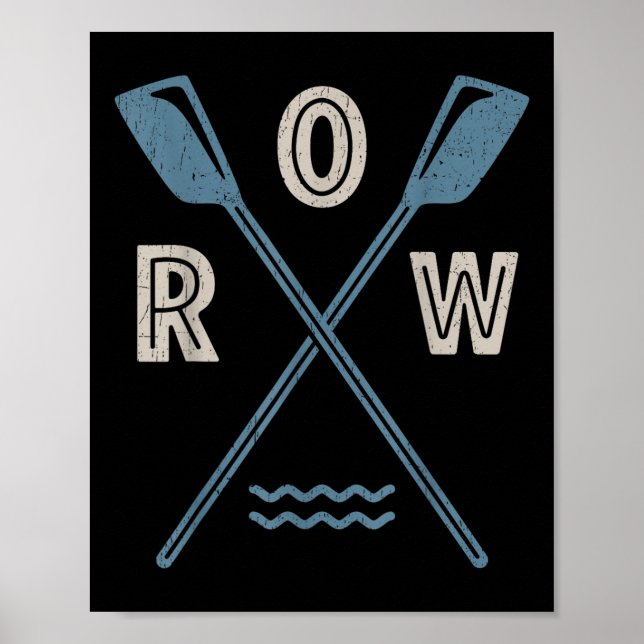 Póster Row Rowing Crew Coxswain Rower Retro Boat Paddle S (Frente)