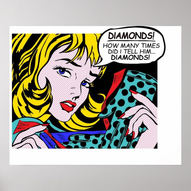 Póster Roy Lichtenstein Comic Art Chica con guantes (Frente)