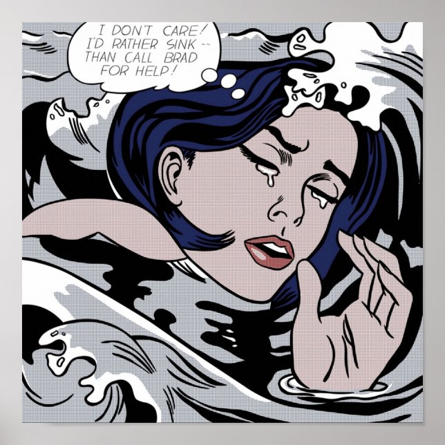 Póster Roy Lichtenstein Drowning Chica (Frente)