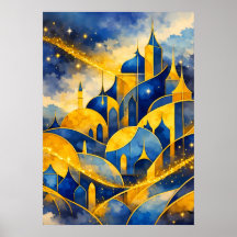 Royal Abstract Fantasy Castle Watercolor Throw Pil
